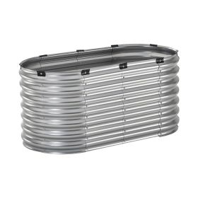 Metal Raised Garden Bed 4x2x2 ft Outdoor Galvanized Planter Box Silver