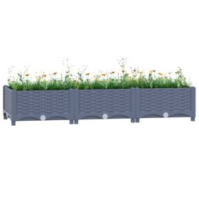Raised Bed Blue Grey Polypropylene 47.2 x 15.7 x 9.1 in Durable