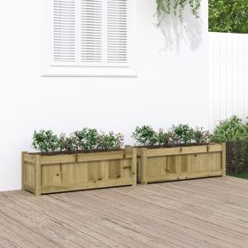 Garden Planter Set of 2 Natural wood finish Solid pine wood Large
