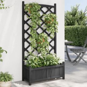 Planter Black Solid Fir Wood Medium Decorative Inlays Planter