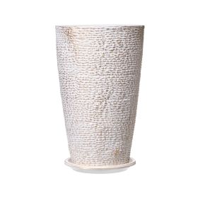 VEVOR Set of 2 Tall Outdoor Planters 21" H, Round Large Planters for Front Porch and Patio, Stone Finish Flower Tree Plant Pots