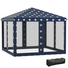 Outsunny 10' x 10' Pop Up Canopy Tent with Netting, Instant Gazebo, Ez up Screen House Room with Carry Bag, Height Adjustable, for Outdoor, Garde