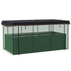Galvanized Steel Planter Box with Crop Cage and Shade Cloth, Raised Garden Bed for Flowers, Veggies and Herbs, Green (Color: Green)