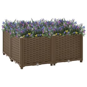 Raised Bed Brown Polypropylene Medium Raised Bed Square (Color: Brown)