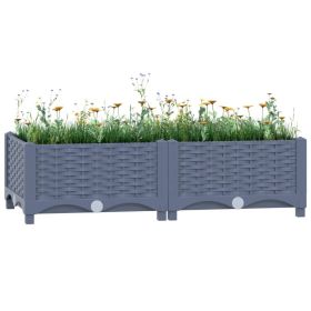 Raised Bed Blue grey Polypropylene Medium Durable Raised Bed (Color: Grey)